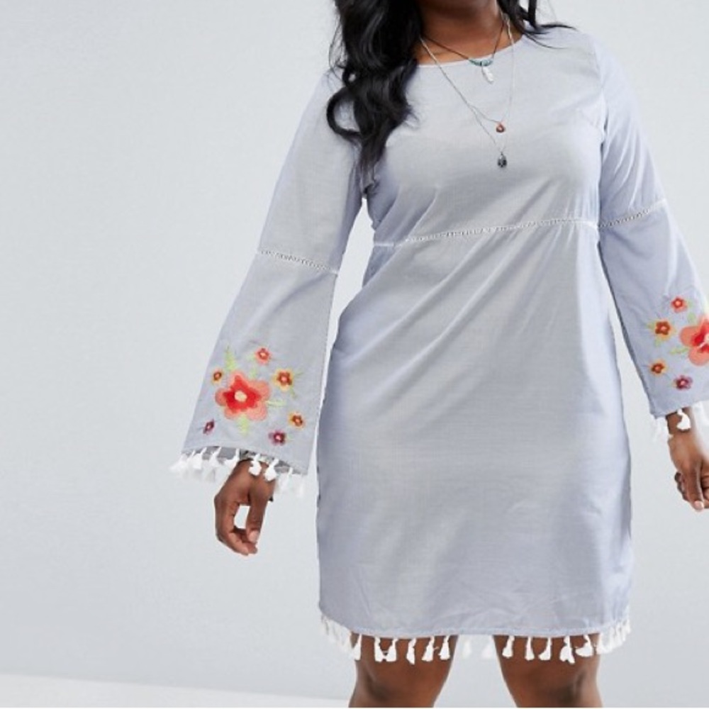 Alice & You striped embroidered floral midi dress